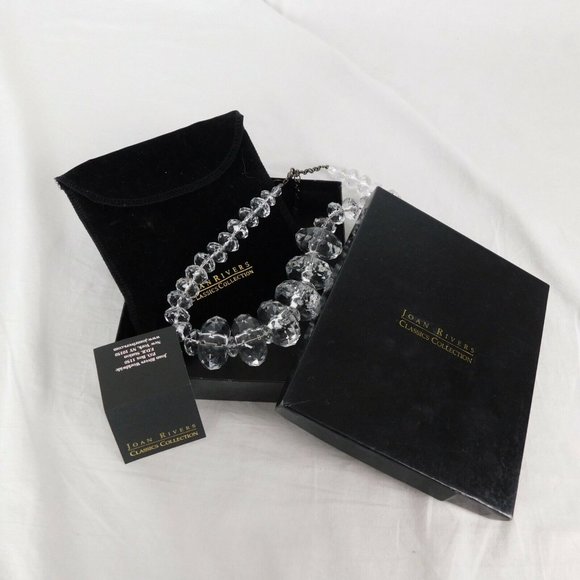 Joan Rivers Classics Collection Costume Necklace Clear Acrylic Faceted Lg Bead - Picture 6 of 8